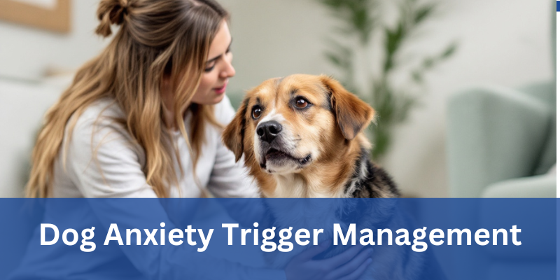 anxious dog being consoled by owner with gentle pats
